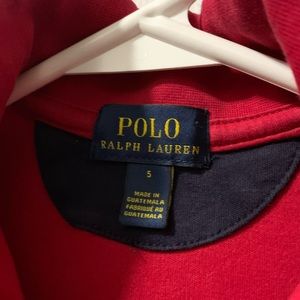 Red long sleeve 1/4 zip polo